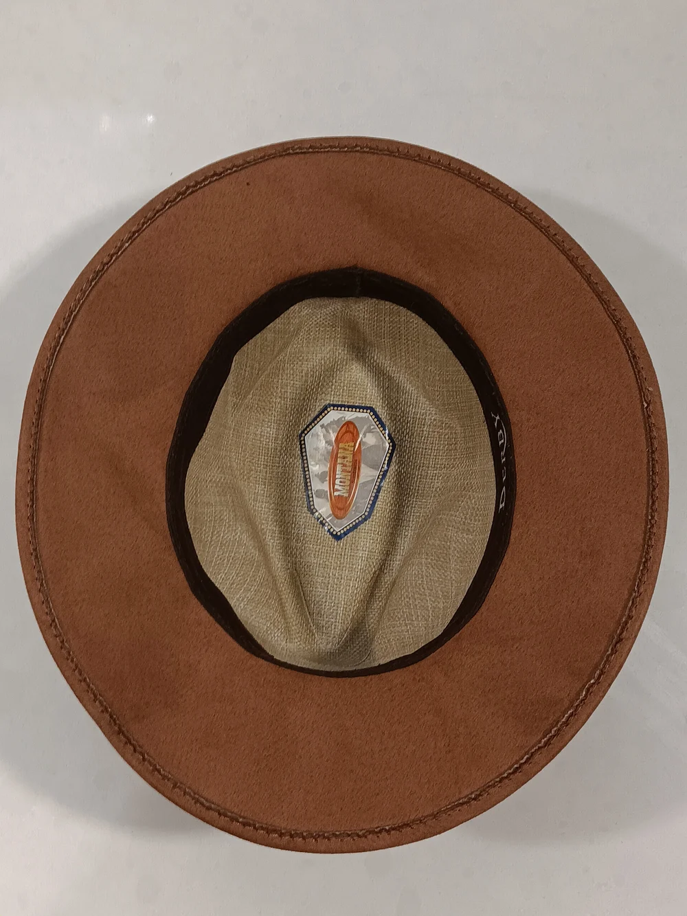 Two-Tone Brown and Beige Wide-Brim Fedora Hat